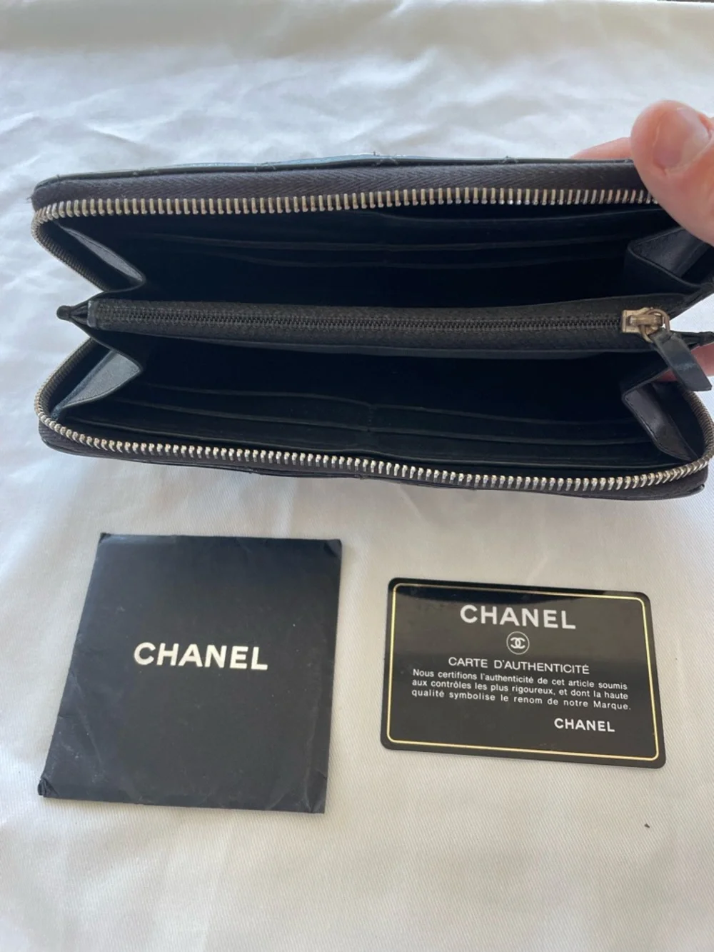 CHANEL Black Quilted Patent Leather Zip-Around Wallet - Picture 3 of 3